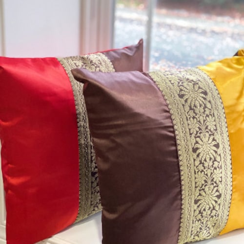 Funda De Almohada Decorativa Verde, Funda De Cojín De Brocado De Seda De 43 Cm, Funda De Almohada De 45 Cm, Elefante, Pavo Real, Verde, Decoración India, Regalo - España