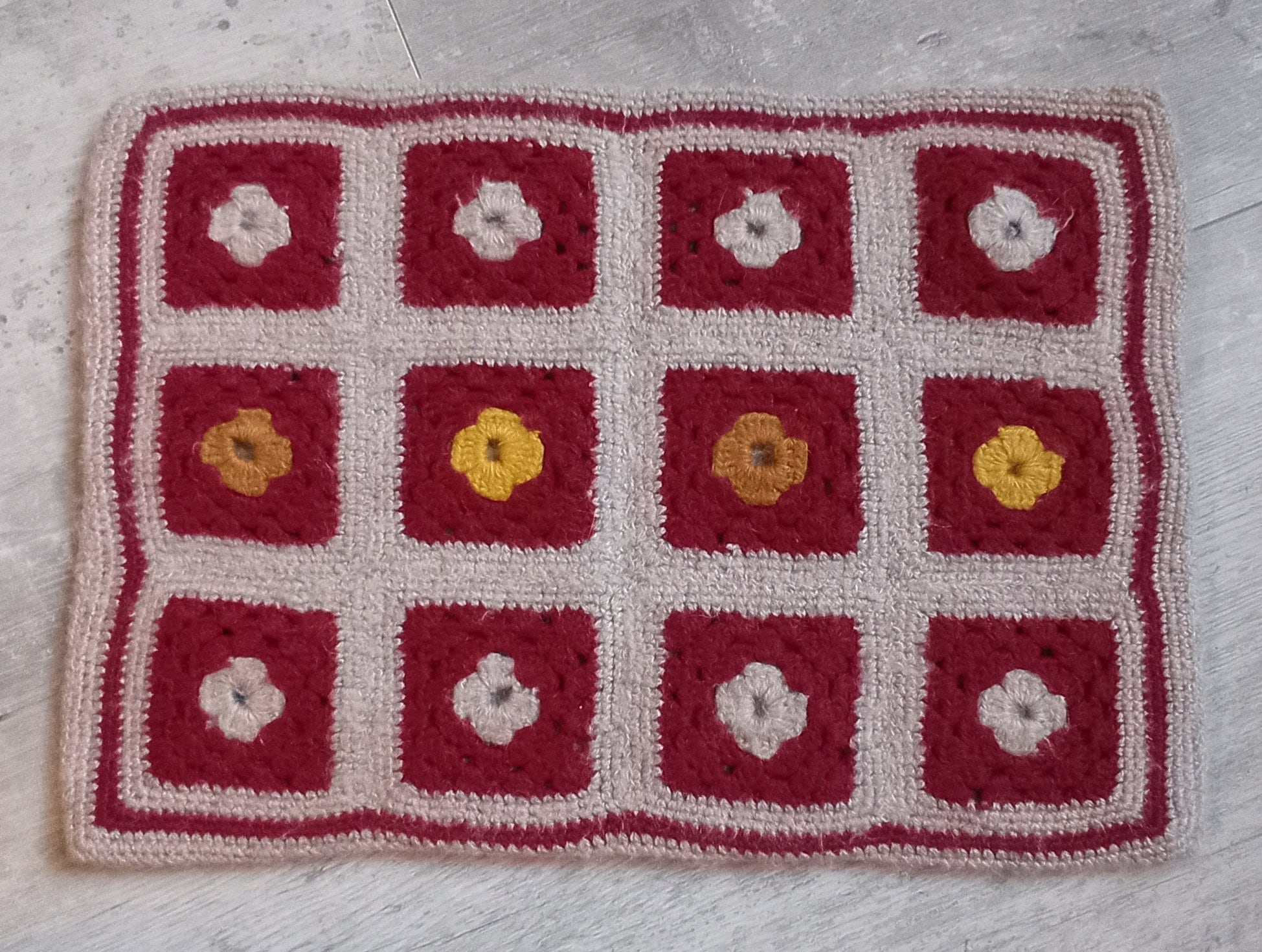 Décoration Crochet Granny Rectangulaire, Réversible