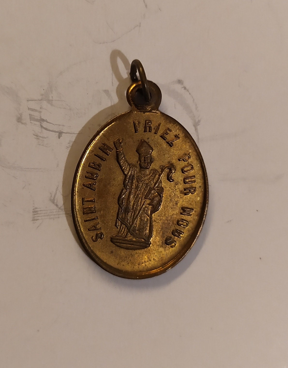 Rare Medaille Saint Aubin Diocése Langres Sanctuaire Moelains 19E Bronze Medal French Vintage Religi