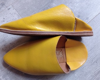 Marokkaanse babouche echte pantoffels schoenen geel FES maat 5