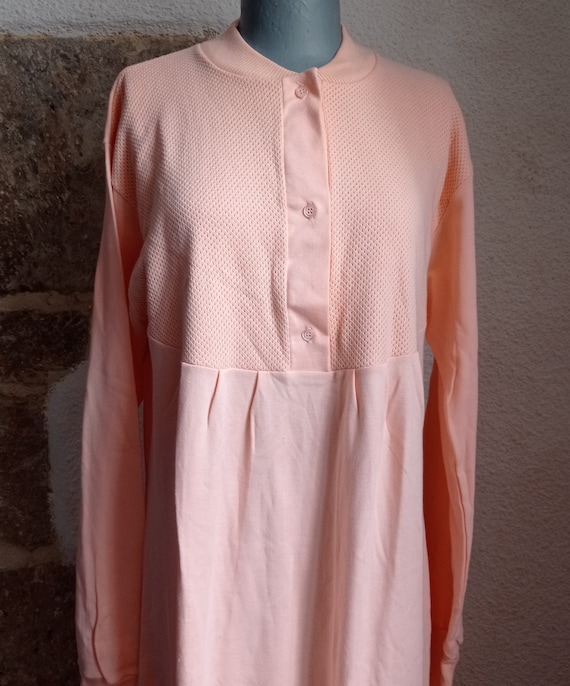 Vintage pink nightgown in combed cotton T 44-46 - image 4