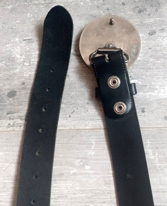 Ceinturon vintage ceinture cuir noir Boucle Guns.… - image 5