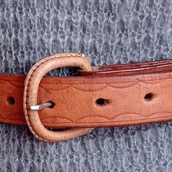 Vintage natural leather belt for women and children 84.5 cm