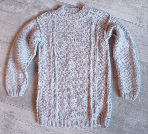 Pull vintage gris clair  Taille 34-36  fait main - image 9