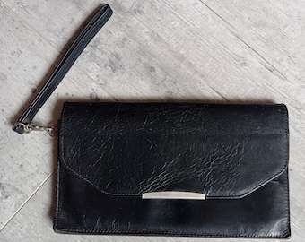 Vintage-Herren-Clutch aus schwarzem Leder, 1960er-Knotentasche