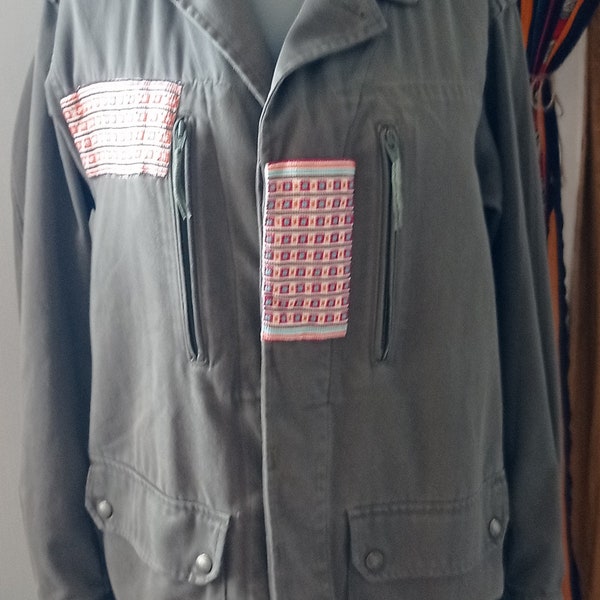 Veste vintage vert kaki de l'armée française customisée T M