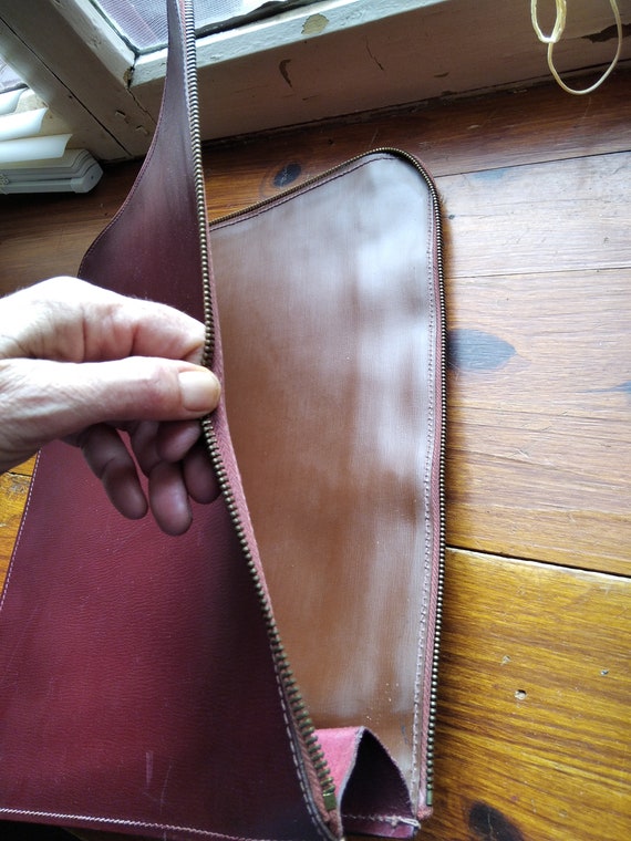 Porte document vintage rouge cuir année 60 sacoch… - image 6