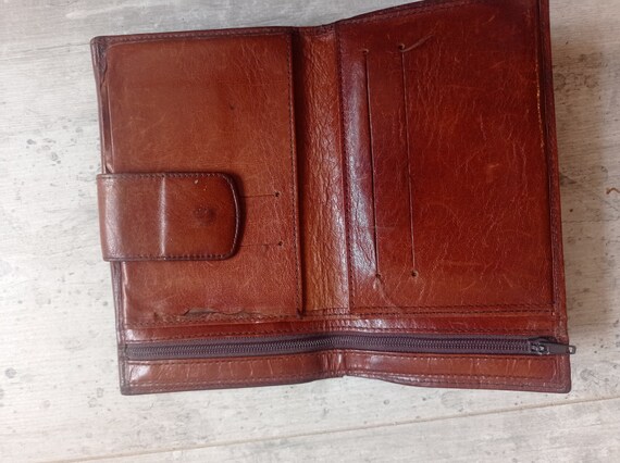 Porte monnaie vintage portefeuille en cuir et dai… - image 8