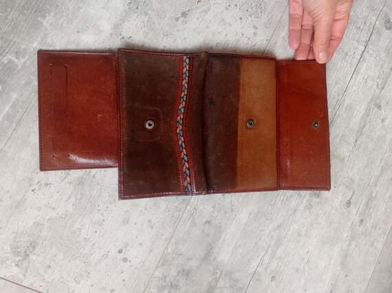 Porte monnaie vintage portefeuille en cuir et dai… - image 10