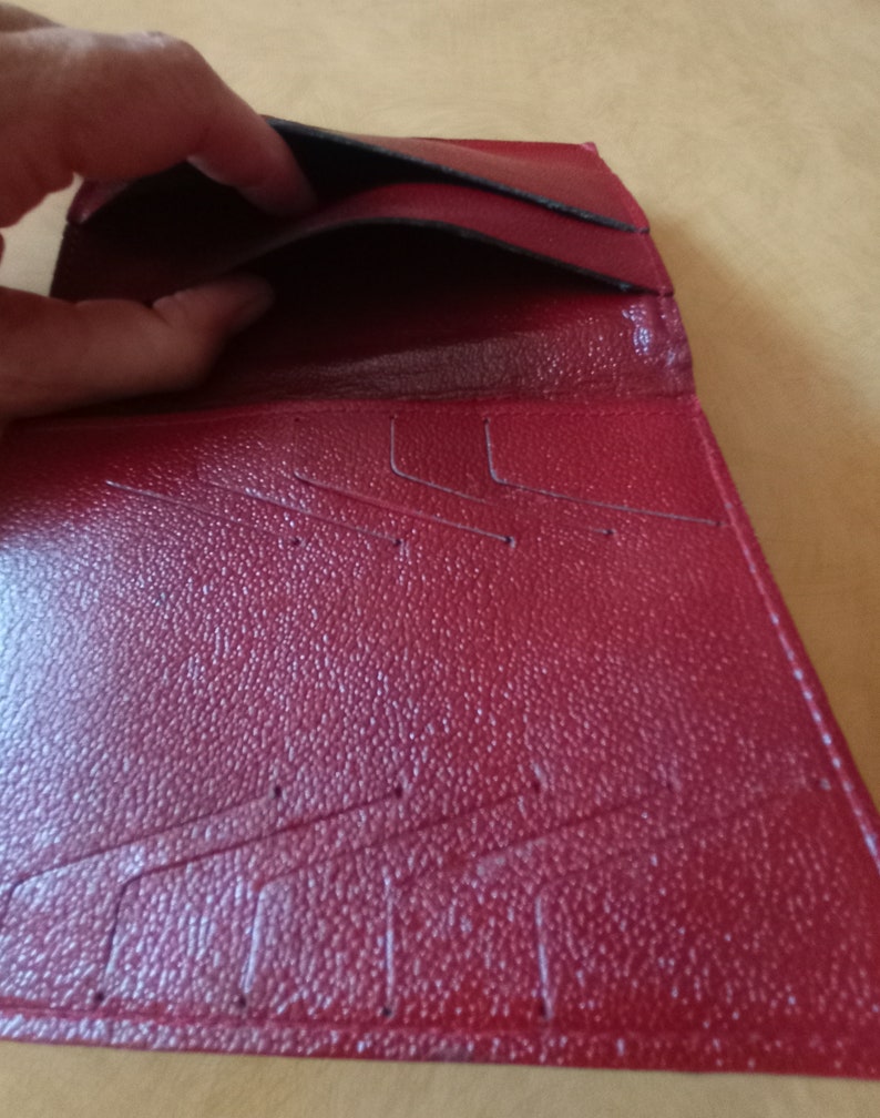 Vintage wallet with vintage card holder in red leather image 7