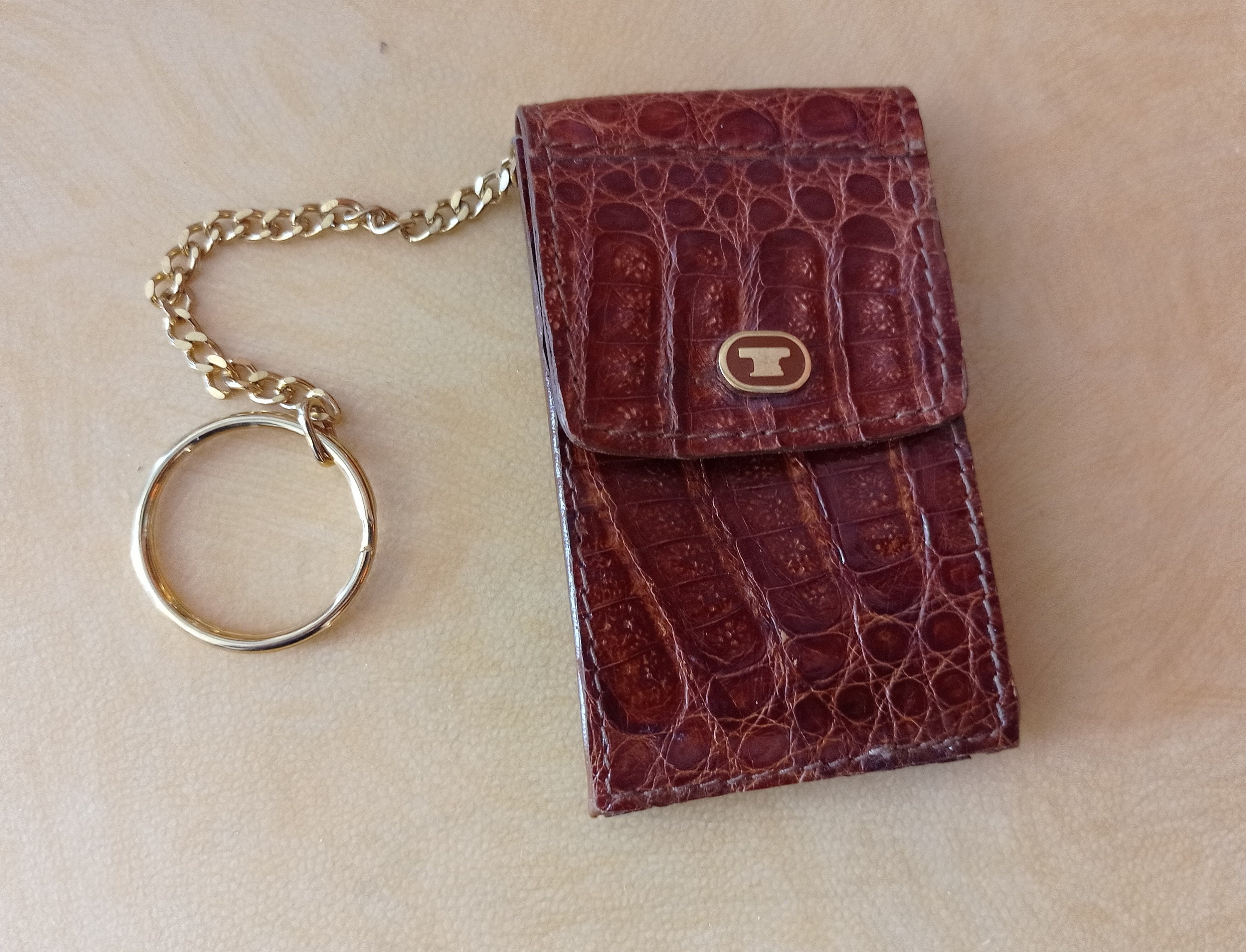 Gaston cross grain leather key ring – Le Tanneur
