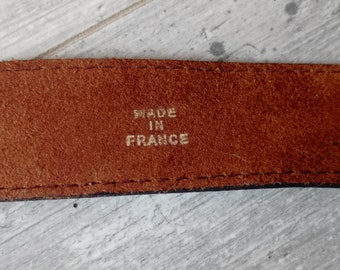 Vintage Brown Leather Belt for Children Rock Style Liberto Made in France
