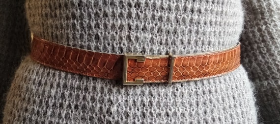 Vintage French snake leather man belt Ceinturon ma