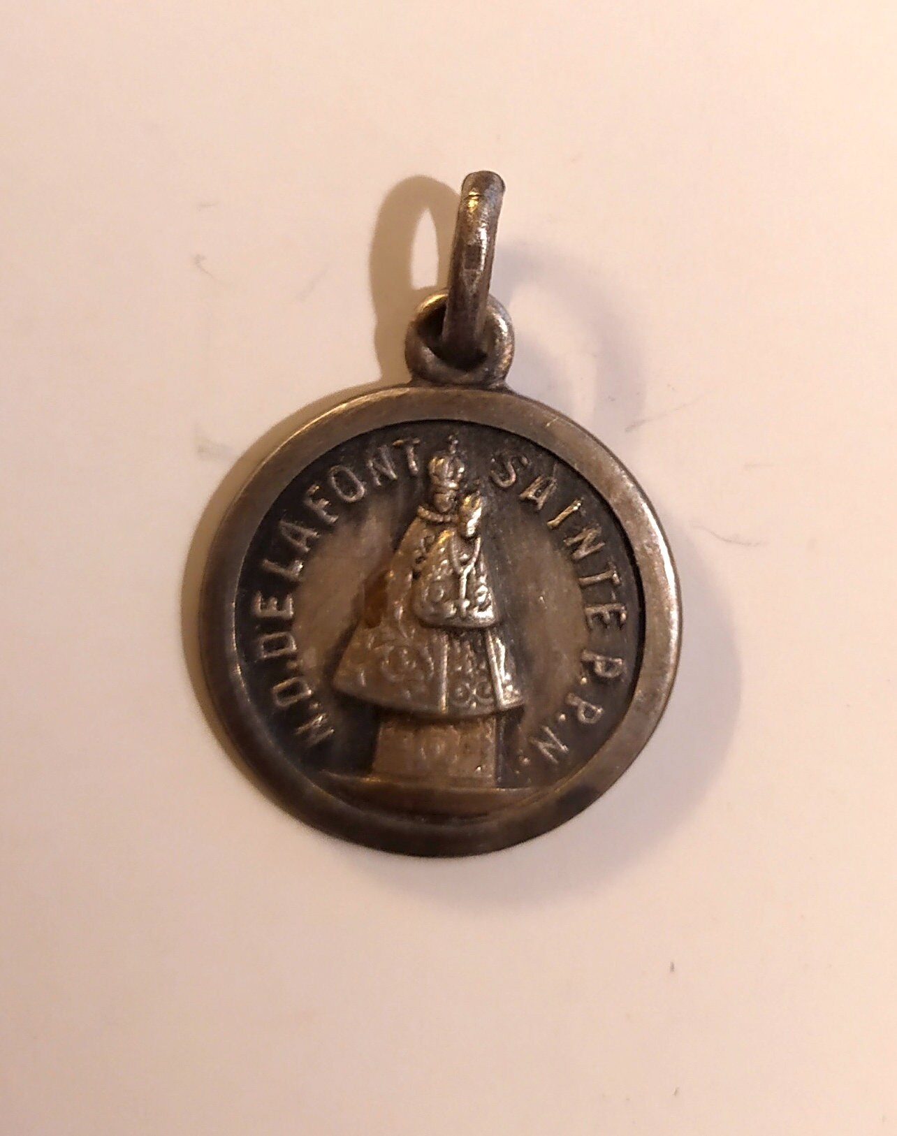 Medaille Religieuse Ancienne Notre Dame de Lafont Saint Christophe French Religious Vintage Medal St