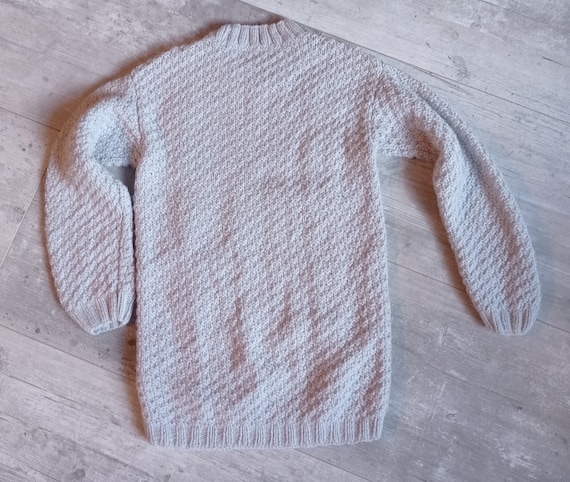 Pull vintage gris clair  Taille 34-36  fait main - image 3