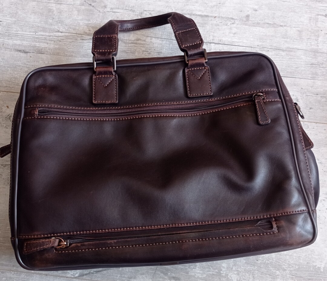 Vintage Brown Leather Briefcase 90s David William Satchel Etsy
