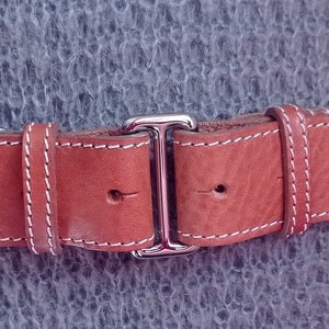 Vintage belt for women, men, brown leather, vintage belt CAROLL 81 to 87 cm image 5