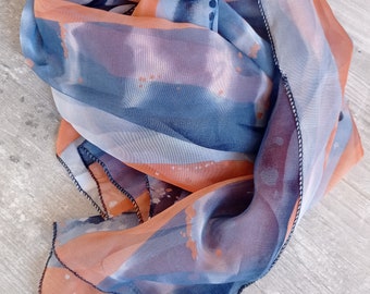 Orange blue veil scarf