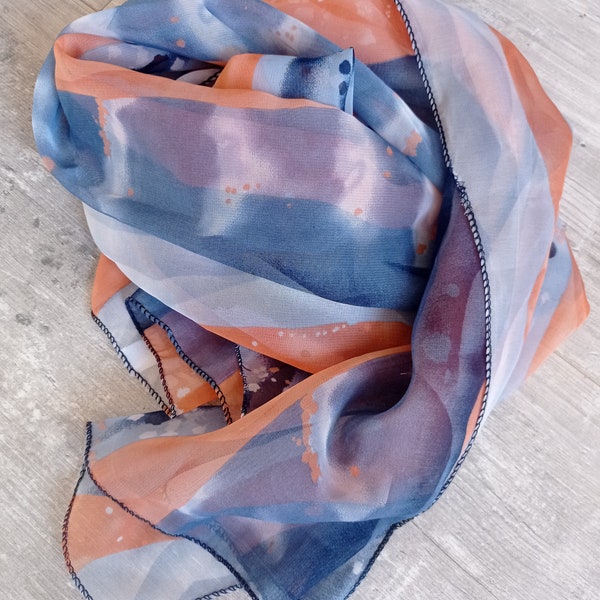 Orange blue veil scarf