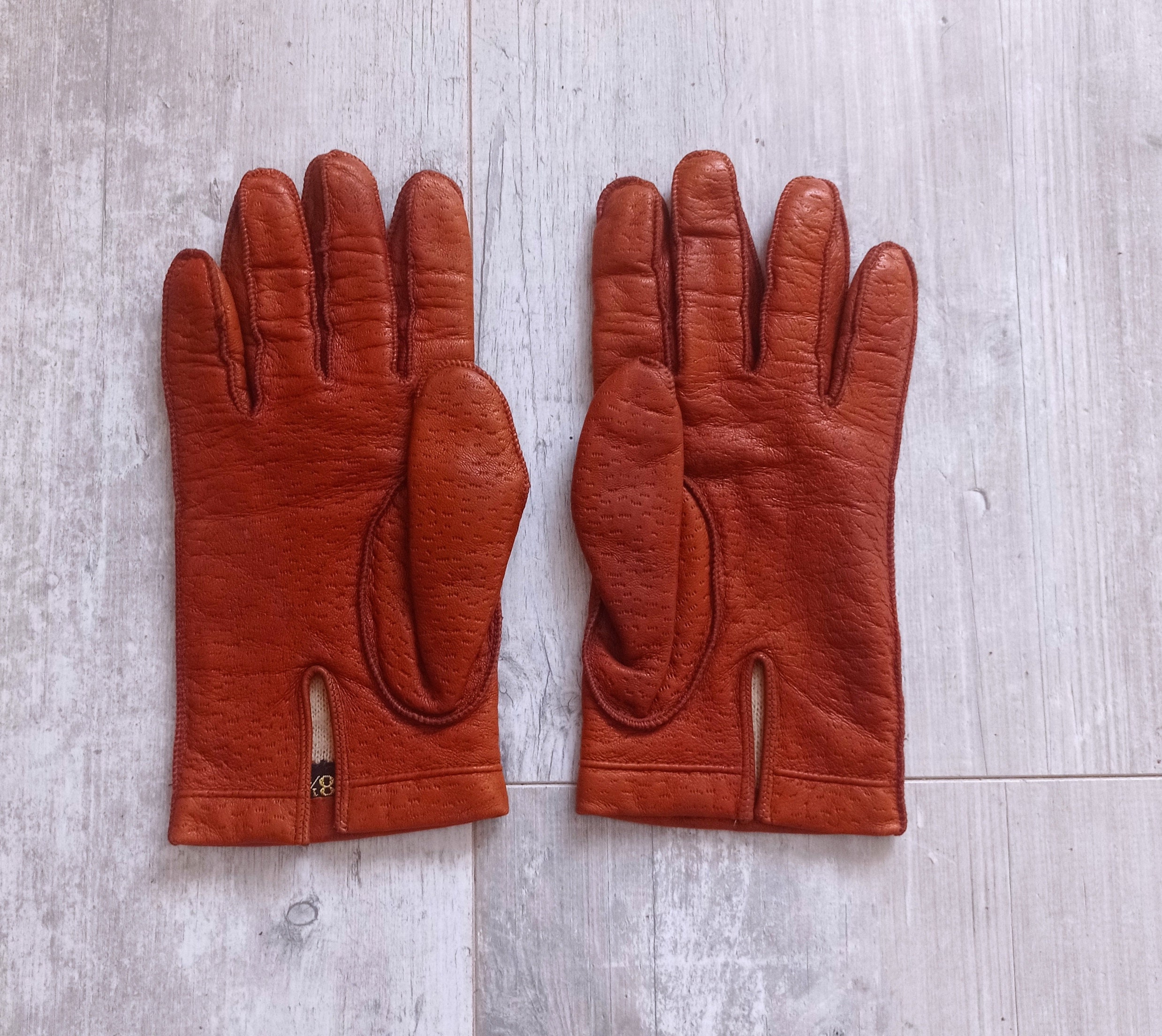 Braune Vintage-Handschuhe aus Pekari-Leder mit Wollfutter für Herren T 8,5 | Handschuhe