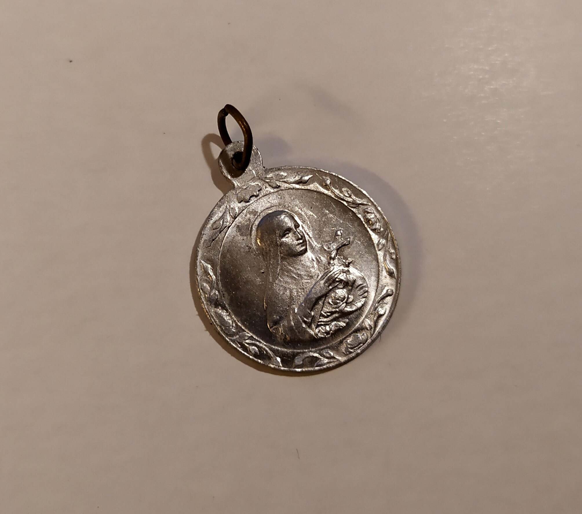 Medaille Religieuse Ancienne Sancta Teresa Sainte Therese Vintage Medal Medaglia Religiosa