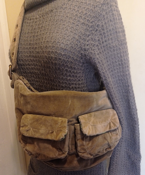 Sac à main vintage ou épaule en velours vert clai… - image 1