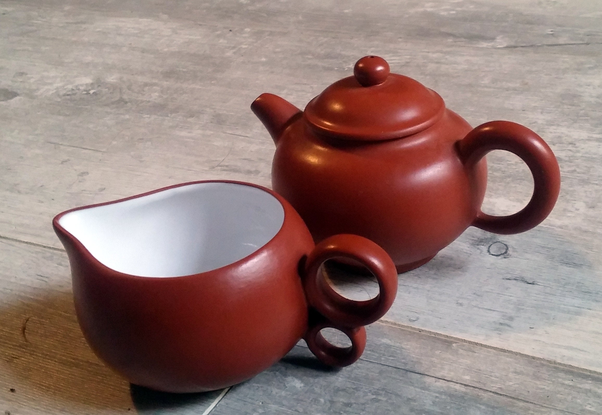 Théière Chinoise Yixing Vintage Set Teapot Milk Pot Chinese Mark