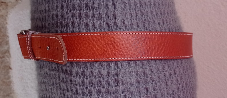 Vintage belt for women, men, brown leather, vintage belt CAROLL 81 to 87 cm image 2