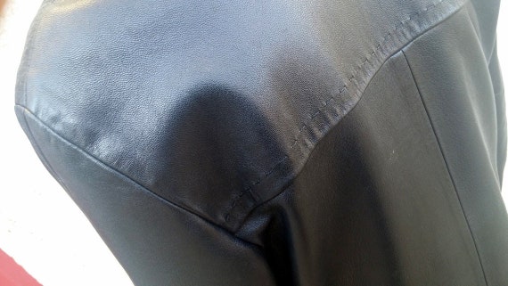 Vintage three-quarter coat leather black jacket w… - image 5