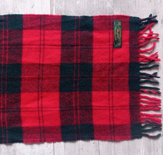 Écharpe pure laine  1980 vintage tartan rouge et … - image 5