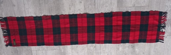 Écharpe pure laine  1980 vintage tartan rouge et … - image 2