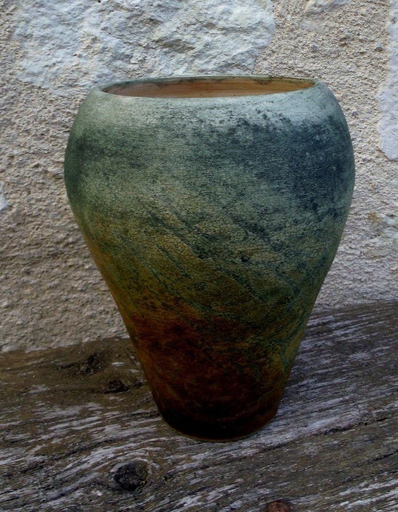Vase Céramique Obvara Vert Artisanat Français Vase Ceramic Green Original French