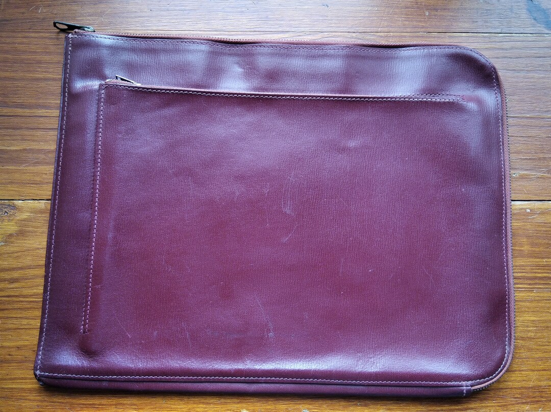 Vintage Red Leather Document Holder Year 60 Bag School Bag Etsy