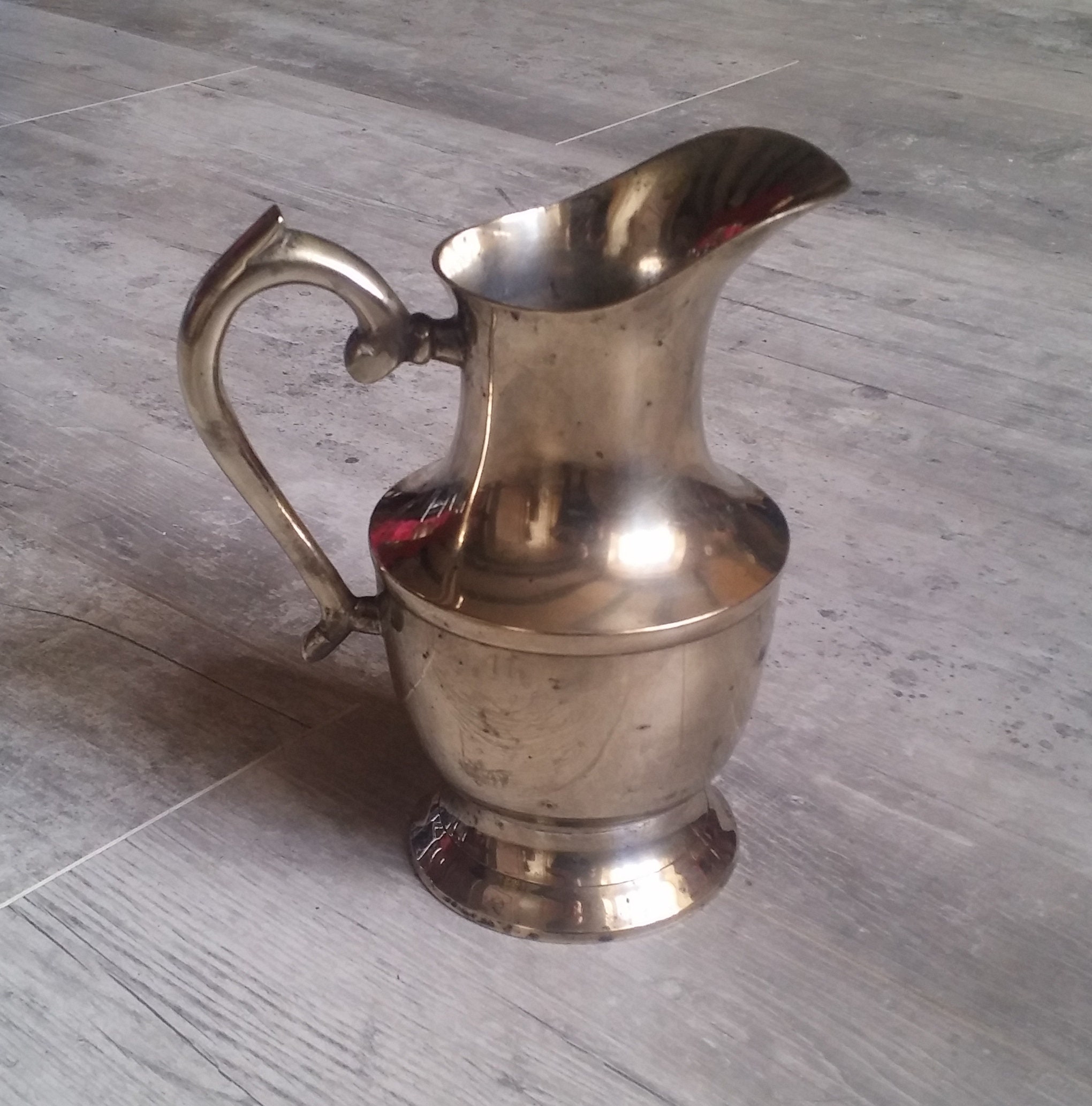 Vintage Ewer Pitcher Silverplated Metal With Stamp Ancienne Aiguière en Métal Argenté Poinçon