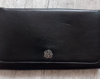 Vintage-Abendclutch aus schwarzem Leder, 1960er Jahre