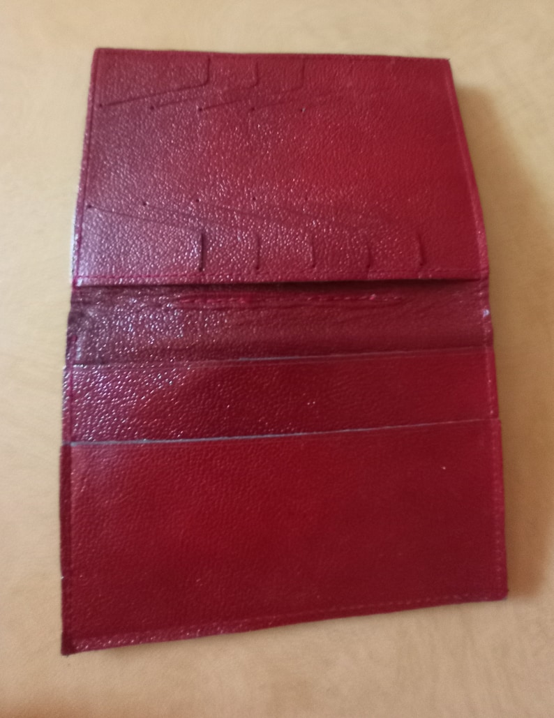 Vintage wallet with vintage card holder in red leather image 1