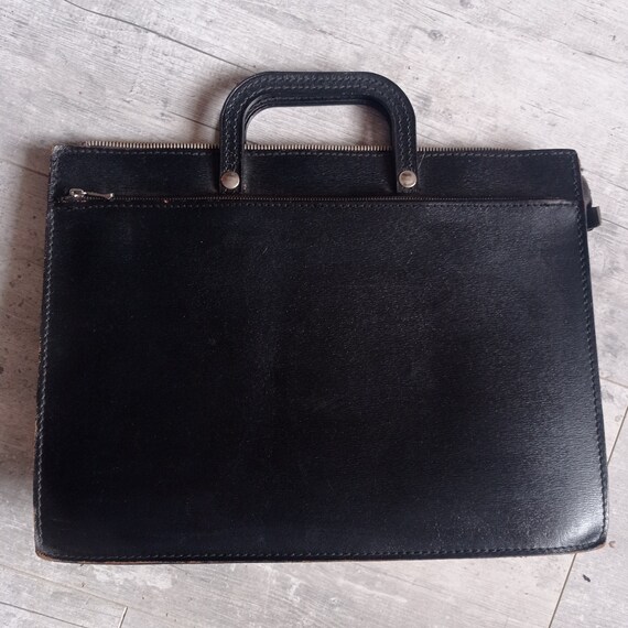 Vintage aktetas vintage zwart leren documenthouder jaar 90 TEXIER tas leren schooltas Etsy Nederland