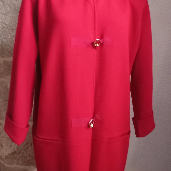 Longue veste en laine pour femme rouge T 42 manteau rouge  Royal mer  Bretagne