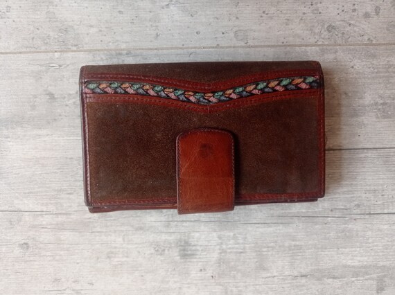 Porte monnaie vintage portefeuille en cuir et dai… - image 1