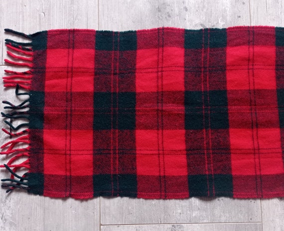 Écharpe pure laine  1980 vintage tartan rouge et … - image 3