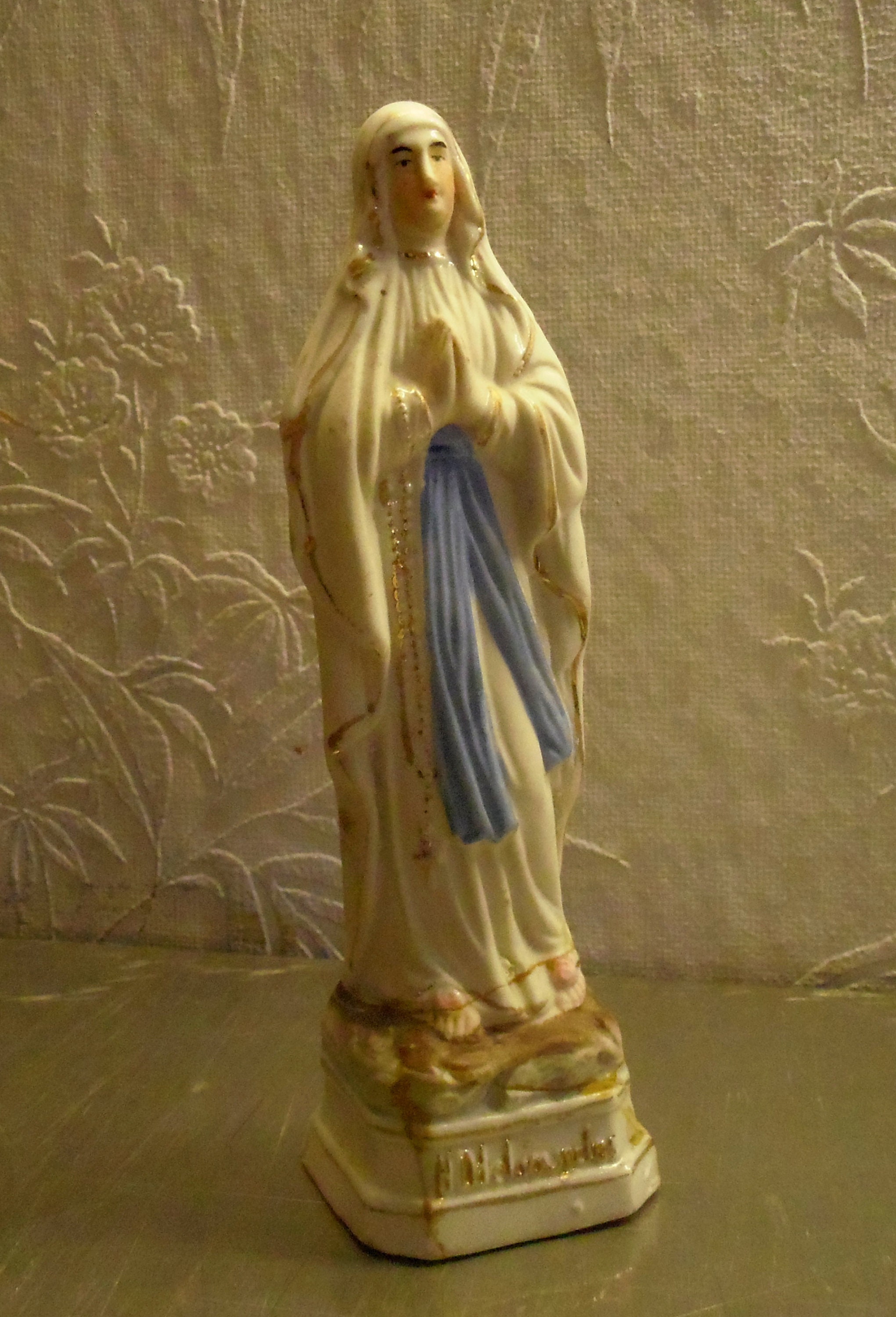 Antique Statuette Porcelain Saxe Notre Dame de Lourdes Ancienne Biscuit Porcelaine Saxe
