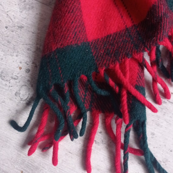 Écharpe pure laine  1980 vintage tartan rouge et … - image 7