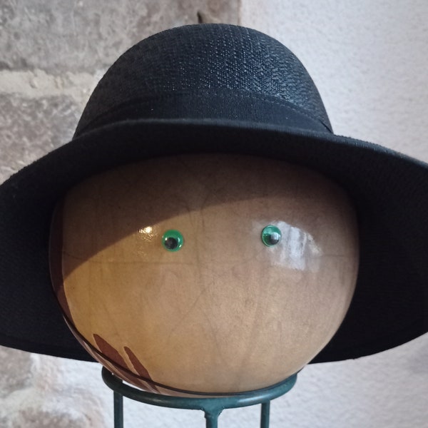 Chapeau paille bleu vintage  1960 T 57