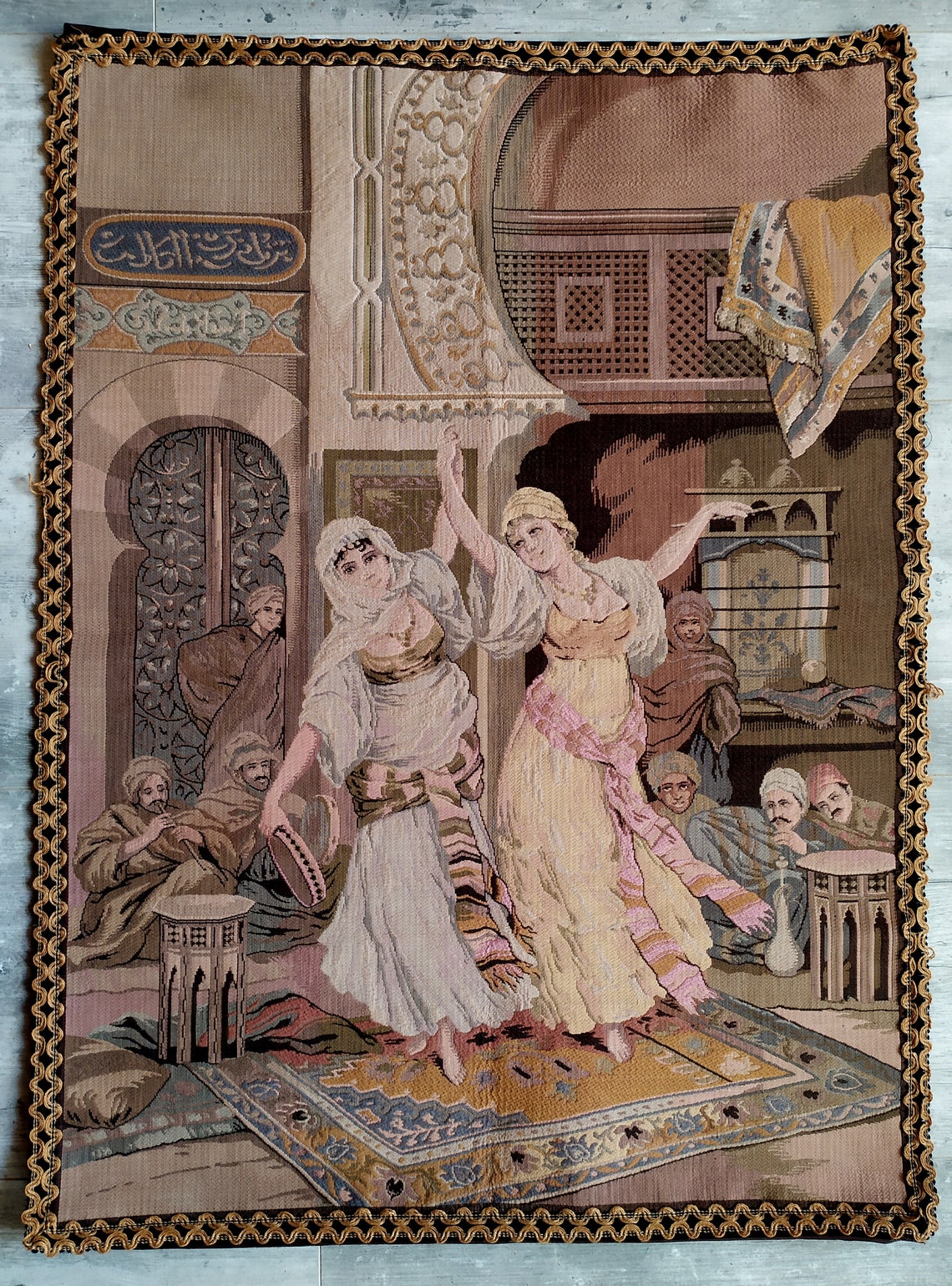 Vintage Tapestry Belly Dancing Muslim Musicians Vintage Etsy
