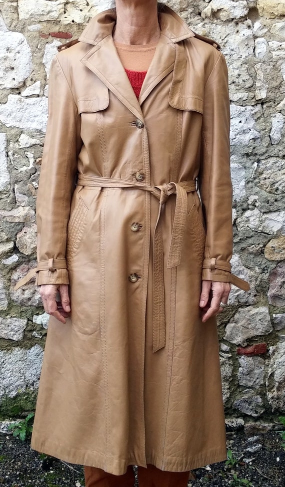 Manteau en cuir long sale