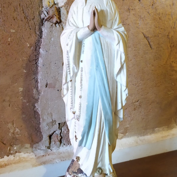 Ancienne statue Vierge Marie  plâtre 1930 Antique statue Our Lady Mary plaster religiosa