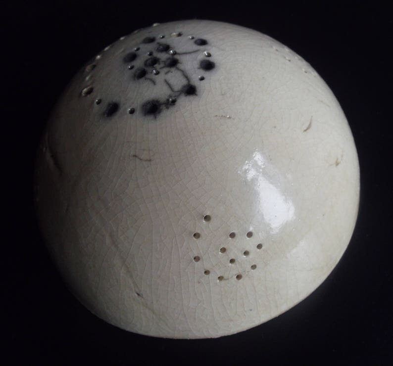 Brûle Encens Céramique Raku Zen Écru Noir, Incense Holder Ceramic Raku