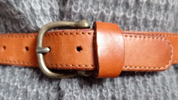 Petite ceinture vintage en cuir marron clair natu… - image 2