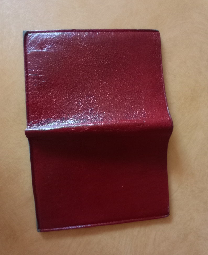 Vintage wallet with vintage card holder in red leather image 4