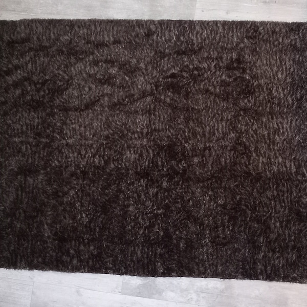 Dessus de lit vintage moumoute marron, fausse fourrure, tapis, couverture 180 X 134 cm